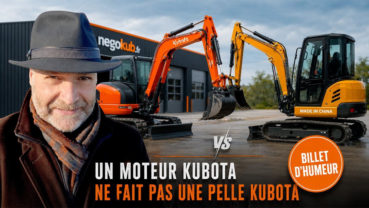 un moteur kubota installé sur une pelle chinoise n'en fait pas une vraie pelle Kubota