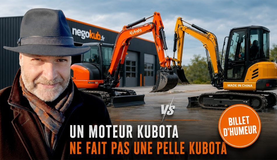 un moteur kubota installé sur une pelle chinoise n'en fait pas une vraie pelle Kubota